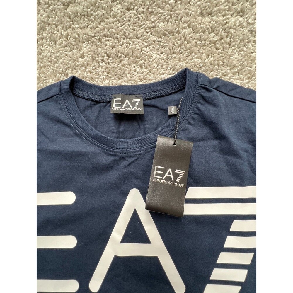 Emporio Armani T-Shirt Men's Luxury Big Logo Classic Italy Size M Navy Blue - Picture 4 of 9